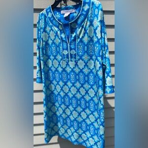 Gretchen Scott Designs Blue and Cream Patterned Dress